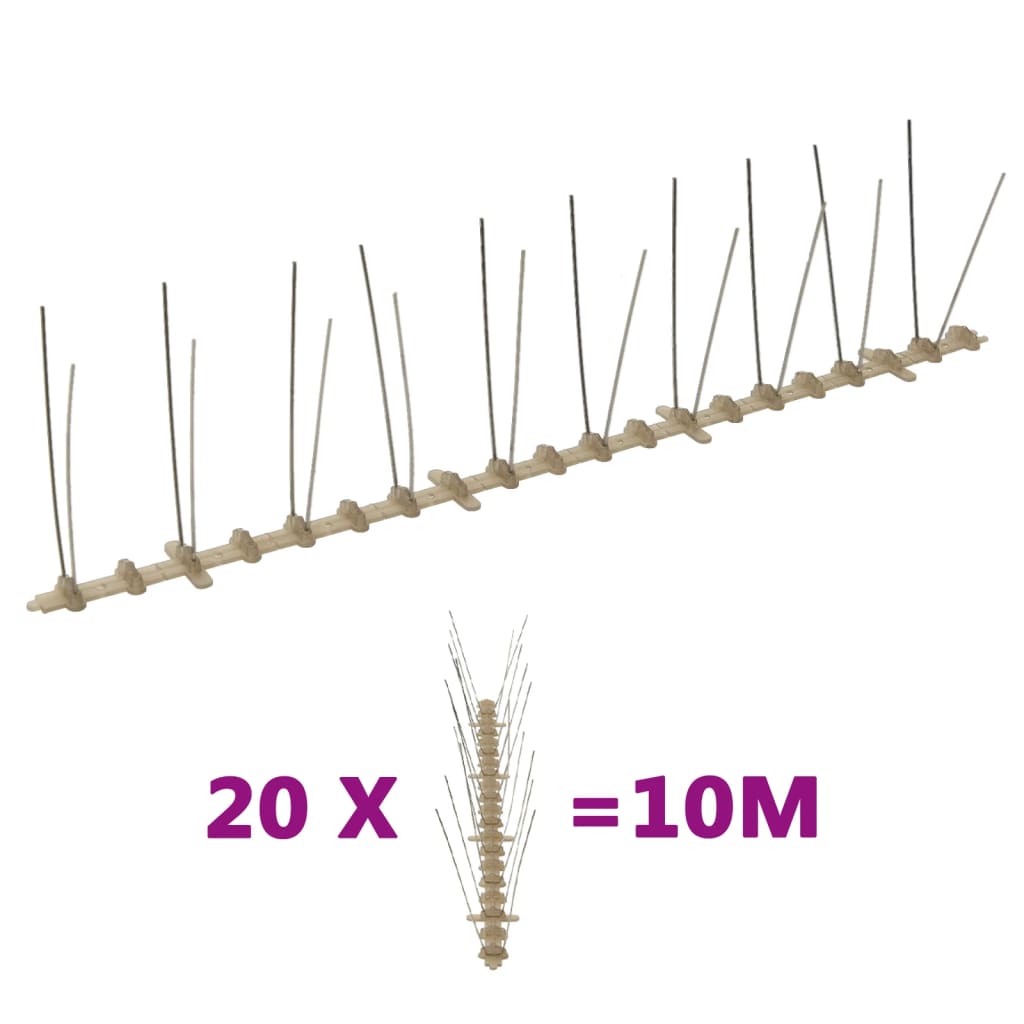 Set de 2 hileras de pinchos contra pájaros y palomas 20 uds 10m