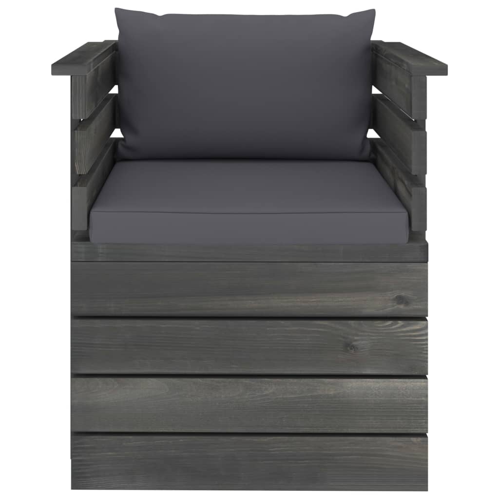 Sillón de jardín con cojines madera de pino