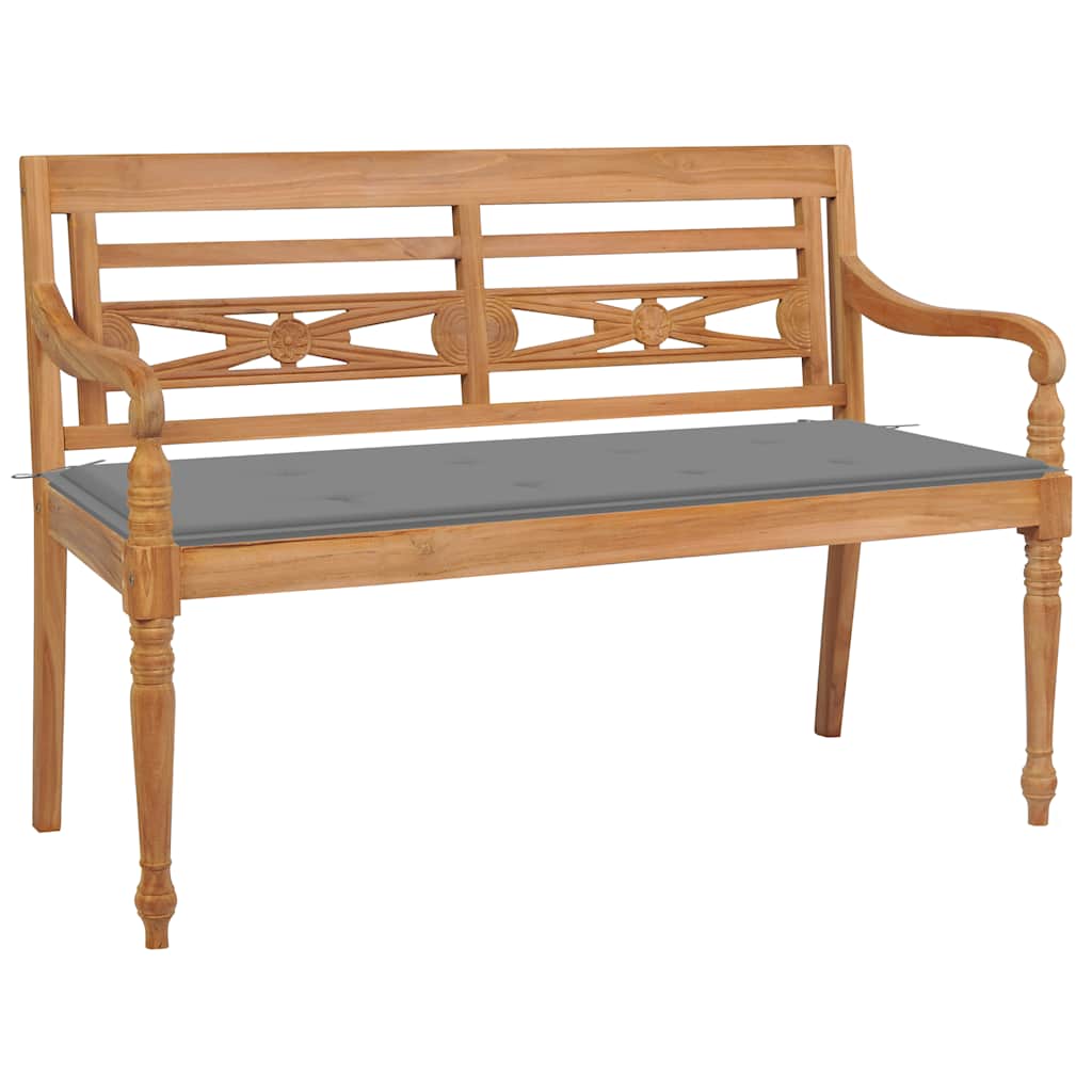 Banco Batavia madera maciza de teca con cojín crema 120 cm