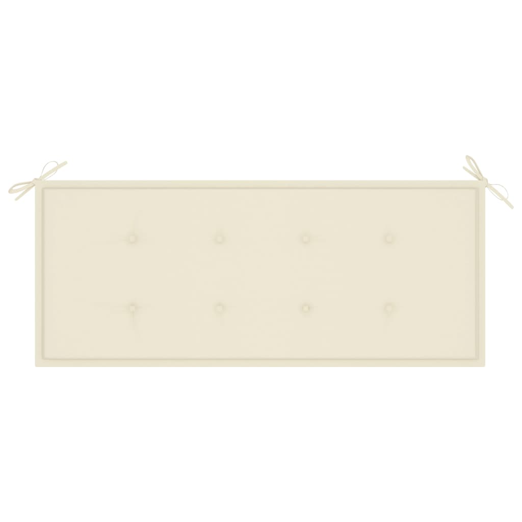 Banco Batavia madera maciza de teca con cojín crema 120 cm