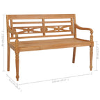 Banco Batavia madera maciza de teca con cojín crema 120 cm