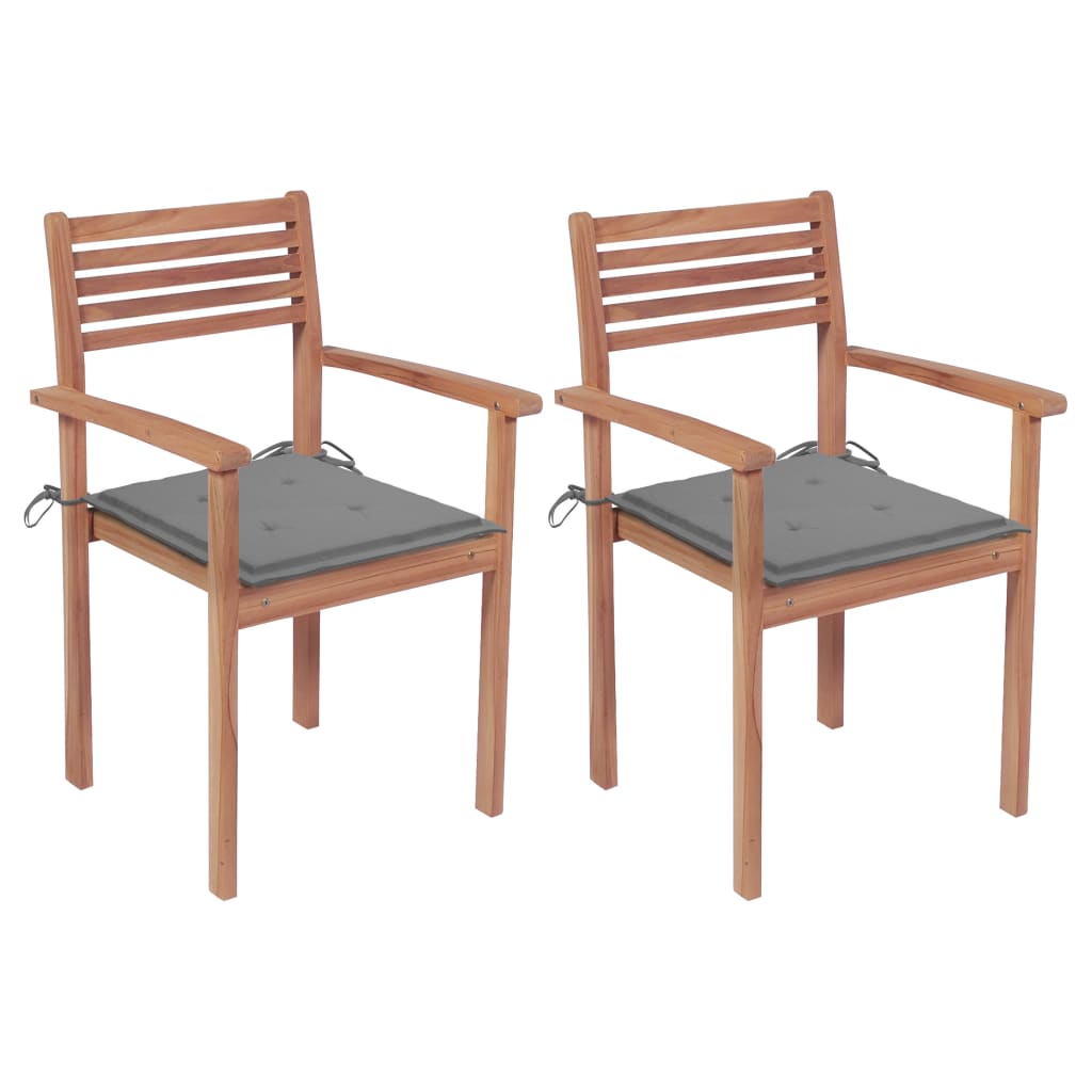 Garden chairs 2 pcs cushions teak wood anthracite grey