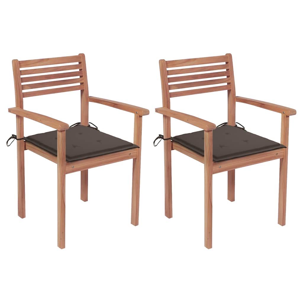 Garden chairs 2 pcs cushions teak wood anthracite grey