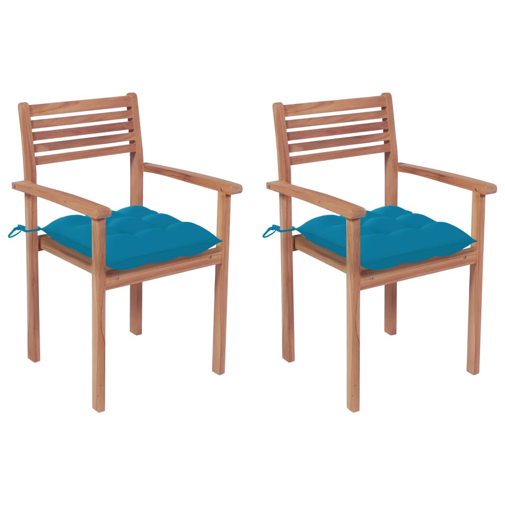 Garden chairs 2 pcs cushions teak wood anthracite grey