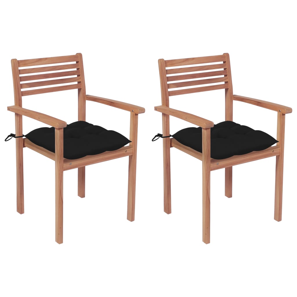 Garden chairs 2 pcs cushions teak wood anthracite grey