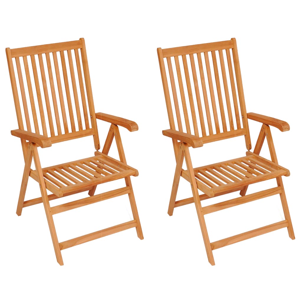 Sillas de jardín 2 uds madera maciza de teca con cojines crema