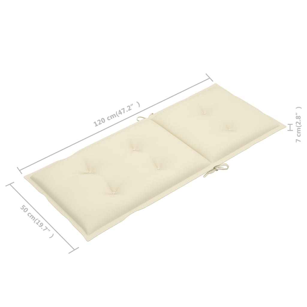 Sillas de jardín 2 uds madera maciza de teca con cojines crema