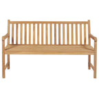 Teak Garden Bench with Grey Plaid Cushion 150 cm