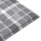 Teak Garden Bench with Grey Plaid Cushion 150 cm