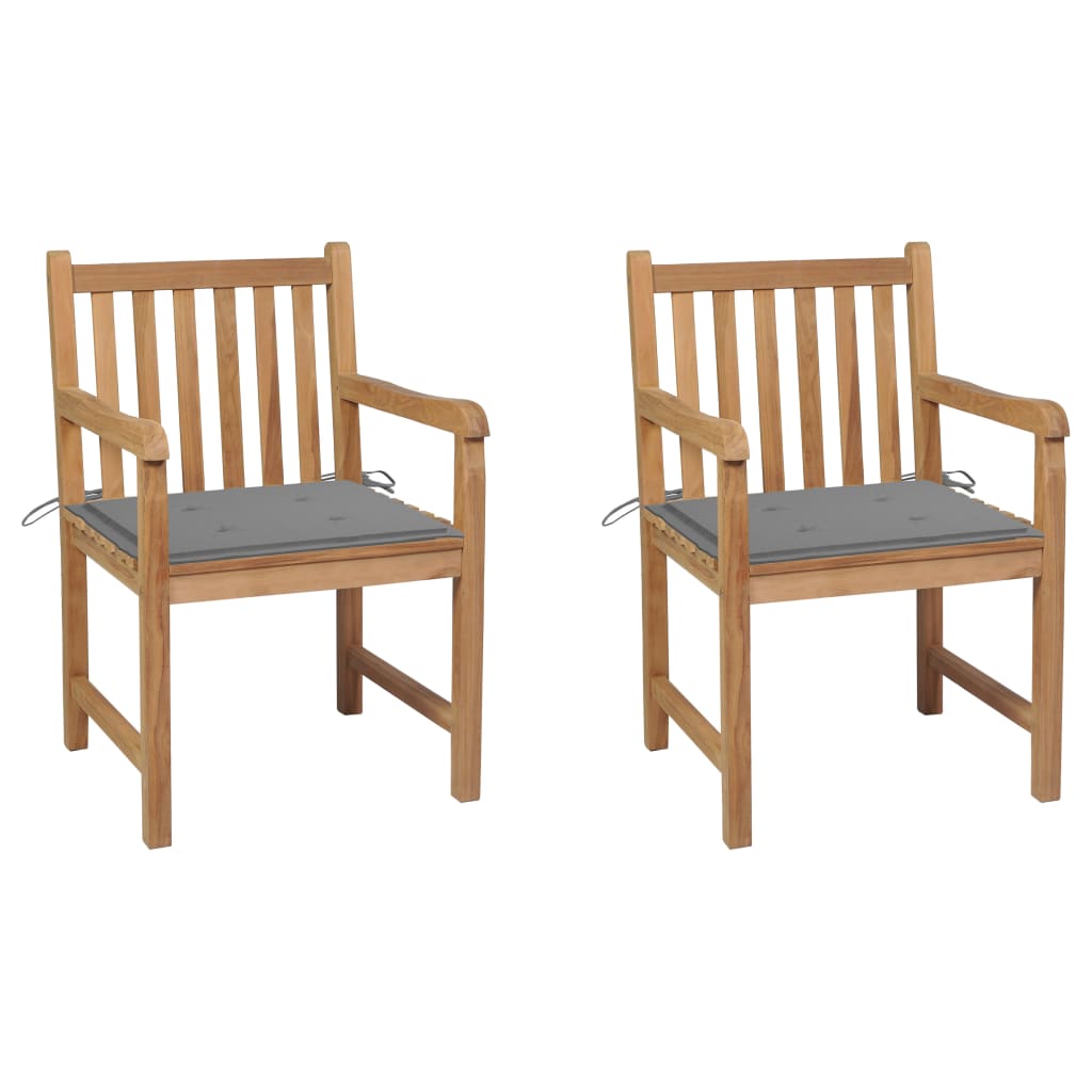 Sillas de jardín 2 uds cojines madera de teca gris antracita