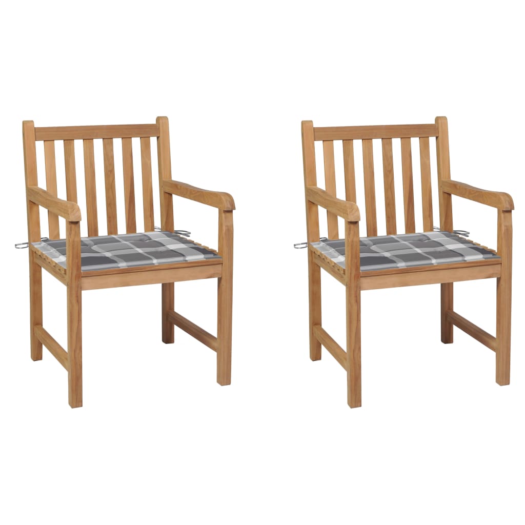 Sillas de jardín 2 uds cojines madera de teca gris antracita