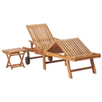 Tumbona con mesa y cojín madera maciza de teca