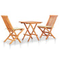 3-piece bistro set with beige cushions, solid teak wood