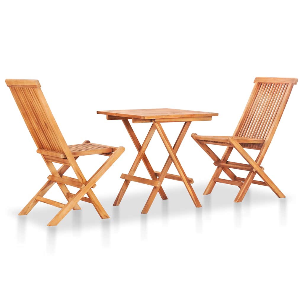 Set de bistró 3 piezas con cojines beige madera maciza teca