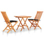 3-piece bistro set with beige cushions, solid teak wood