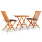 3-piece bistro set with beige cushions, solid teak wood