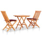 3-piece bistro set with beige cushions, solid teak wood
