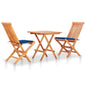3-piece bistro set with beige cushions, solid teak wood