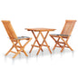 3-piece bistro set with beige cushions, solid teak wood