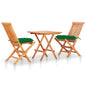 3-piece bistro set with beige cushions, solid teak wood