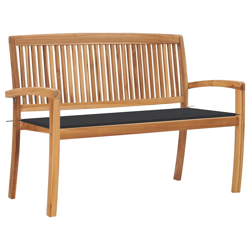 Banco de jardín apilable con cojín madera de teca 159 cm