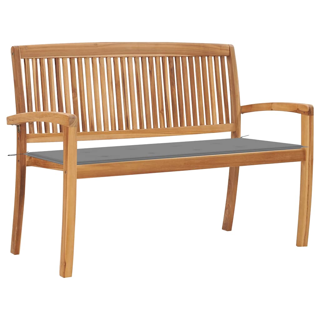 Banco de jardín apilable con cojín madera de teca 159 cm