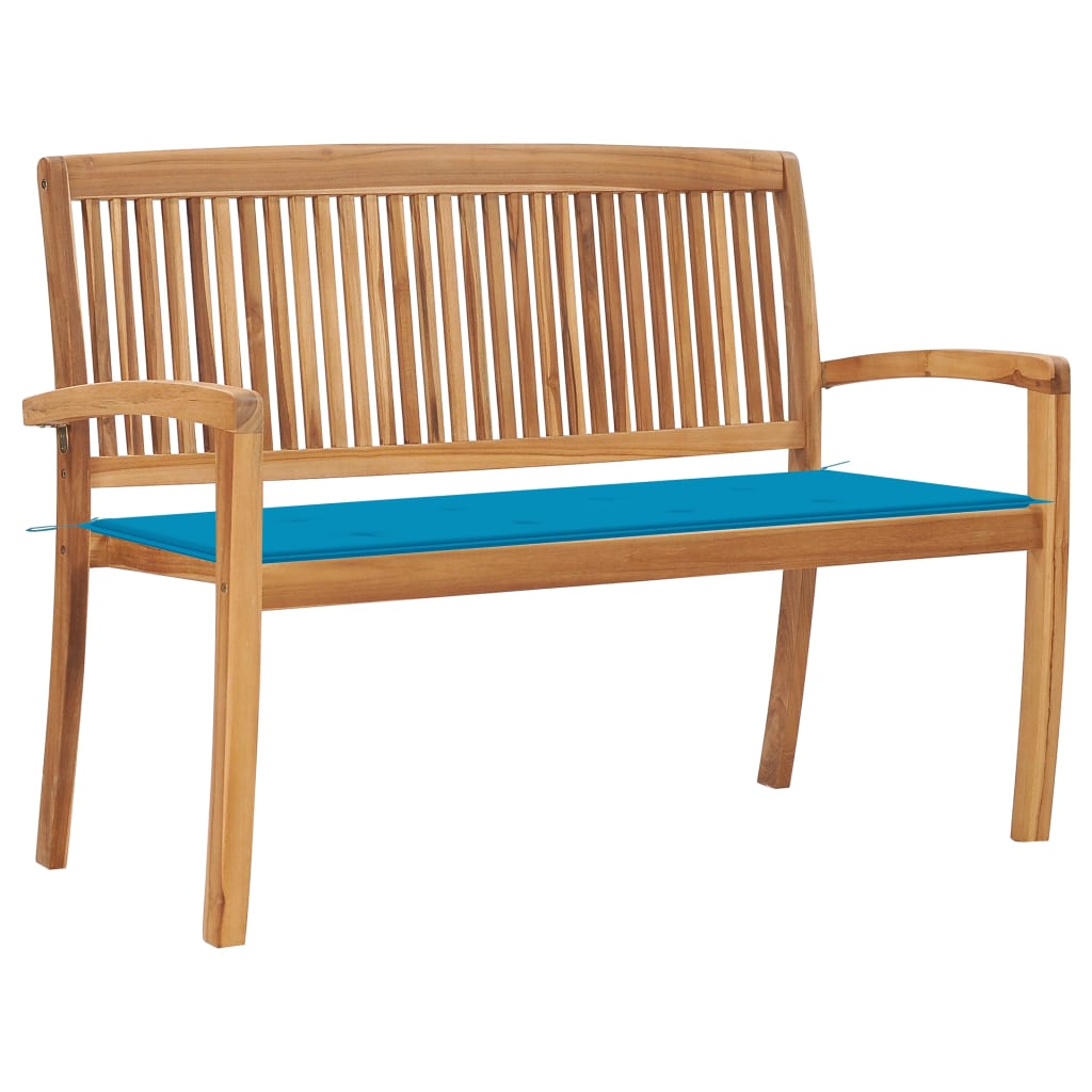 Banco de jardín apilable con cojín madera de teca 159 cm