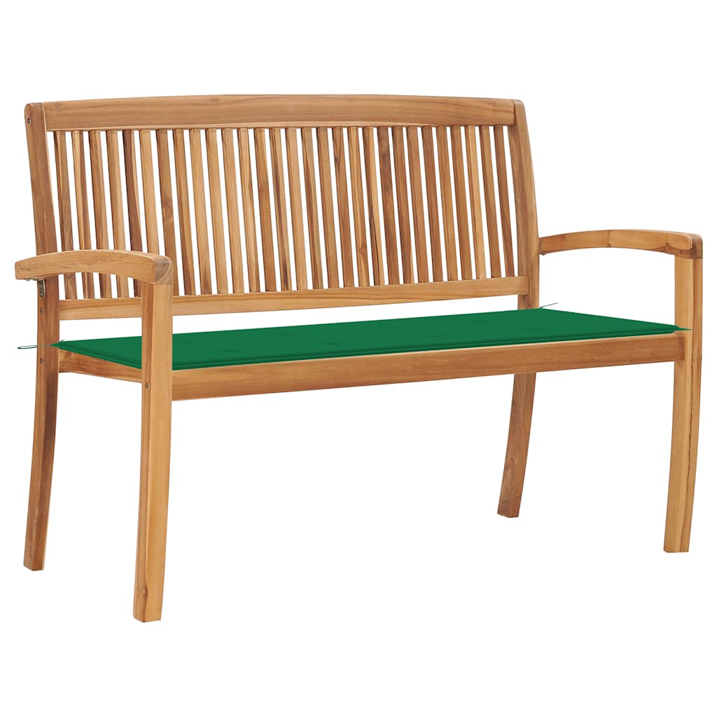 Banco de jardín apilable con cojín madera de teca 159 cm