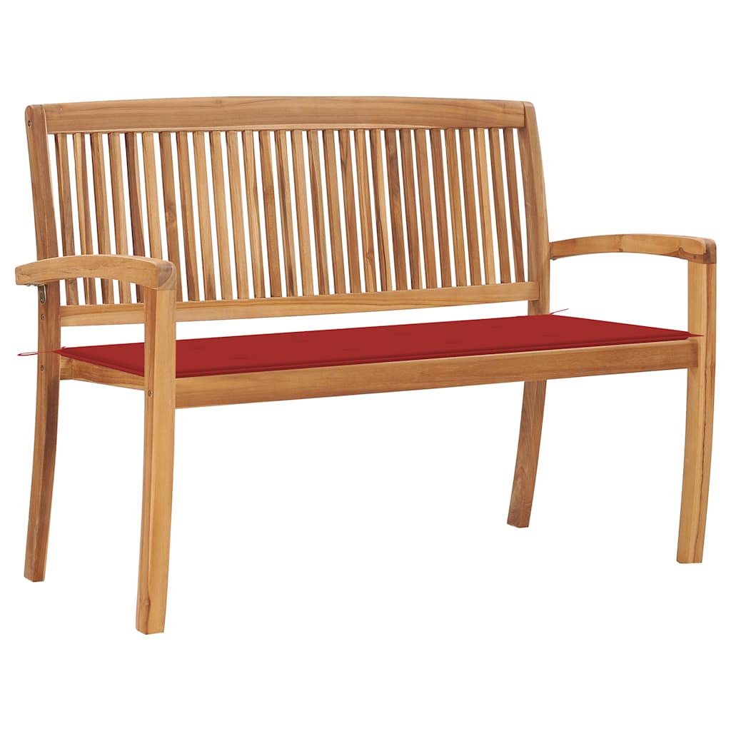 Banco de jardín apilable con cojín madera de teca 159 cm