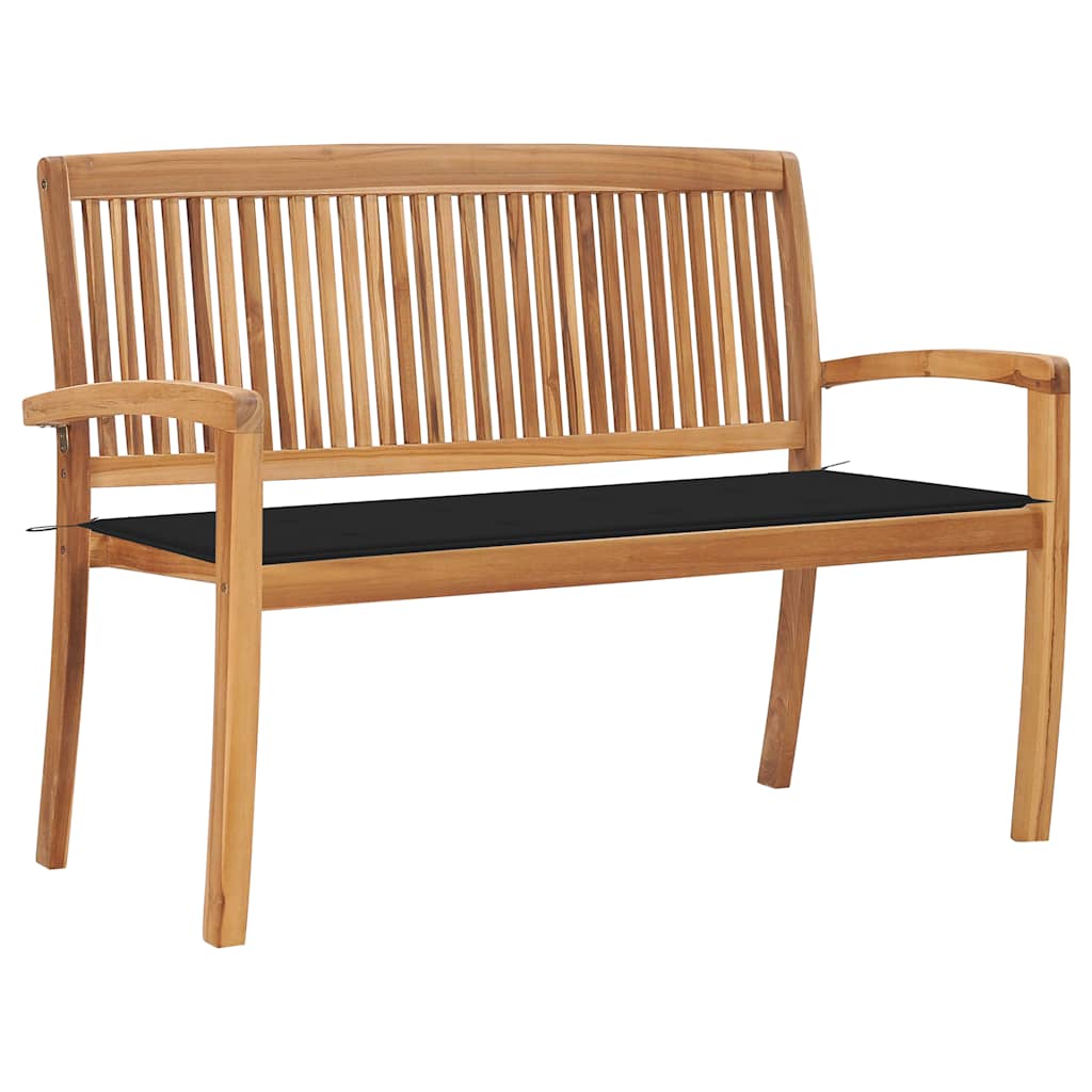 Banco de jardín apilable con cojín madera de teca 159 cm