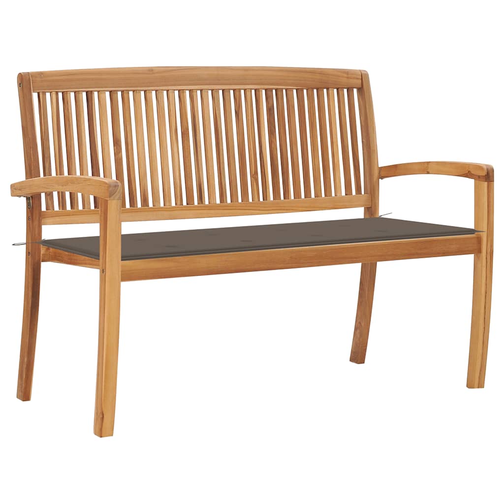 Banco de jardín apilable con cojín madera de teca 159 cm