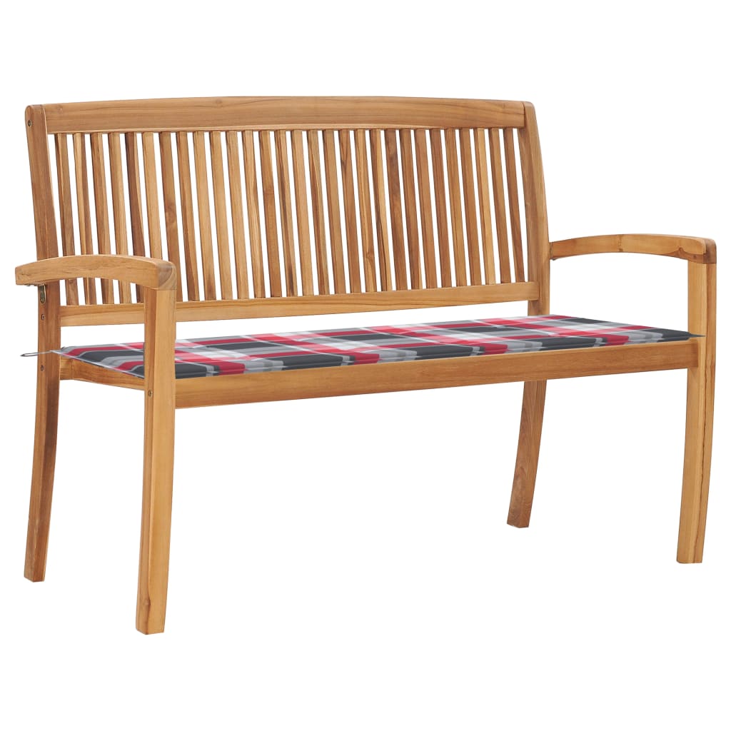 Banco de jardín apilable con cojín madera de teca 159 cm