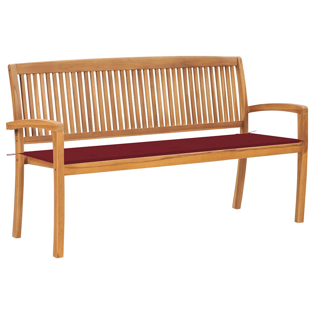 Banco de jardín apilable con cojín madera de teca 159 cm