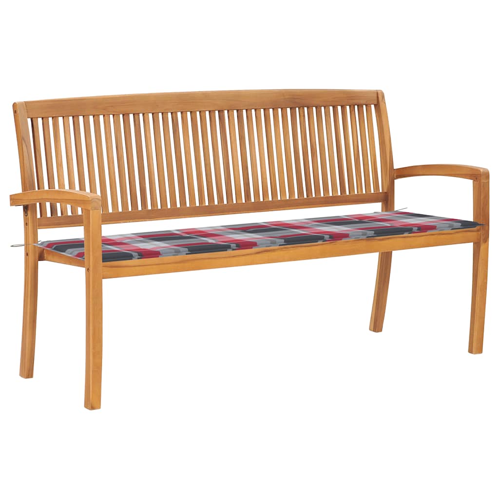 Banco de jardín apilable con cojín madera de teca 159 cm