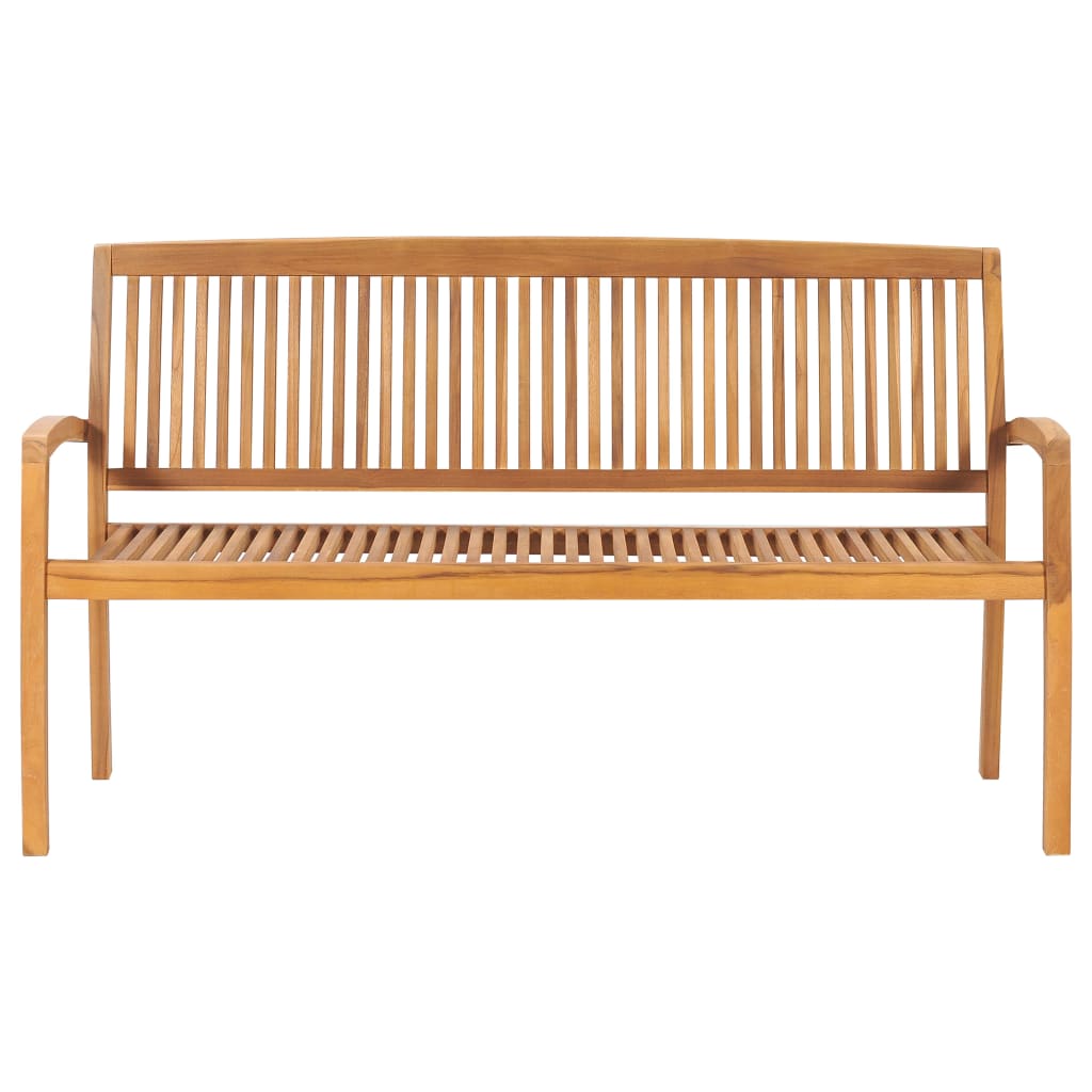 Banco de jardín apilable con cojín madera de teca 159 cm