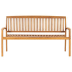 Banco de jardín apilable con cojín madera de teca 159 cm