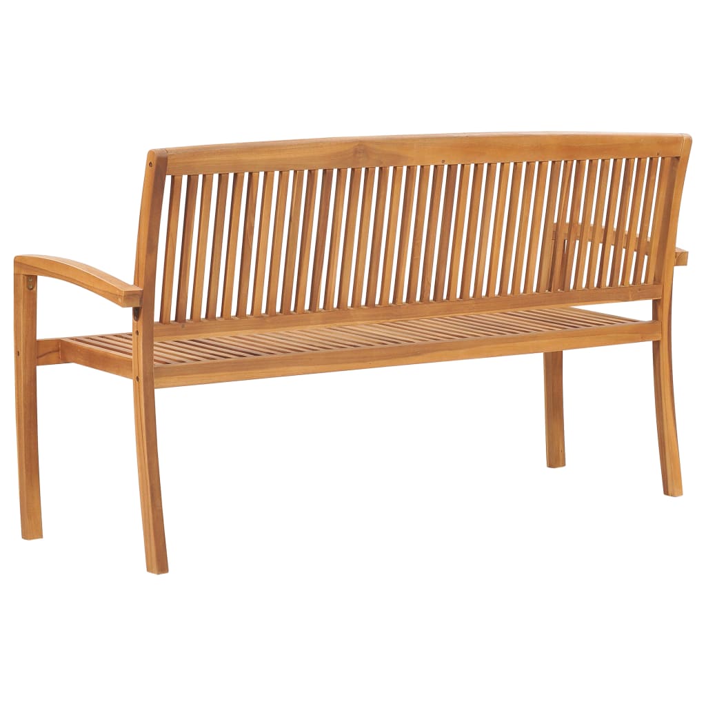 Banco de jardín apilable con cojín madera de teca 159 cm