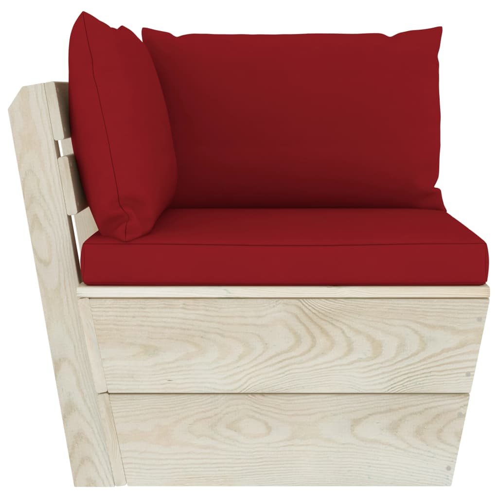 Muebles de jardín de palés 6 piezas y cojines madera de abeto