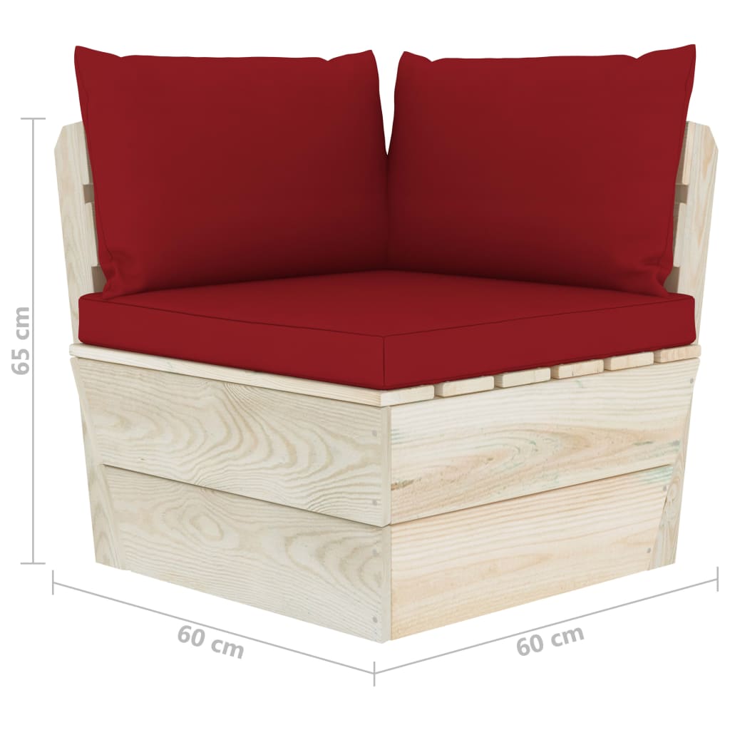 Muebles de jardín de palés 6 piezas y cojines madera de abeto