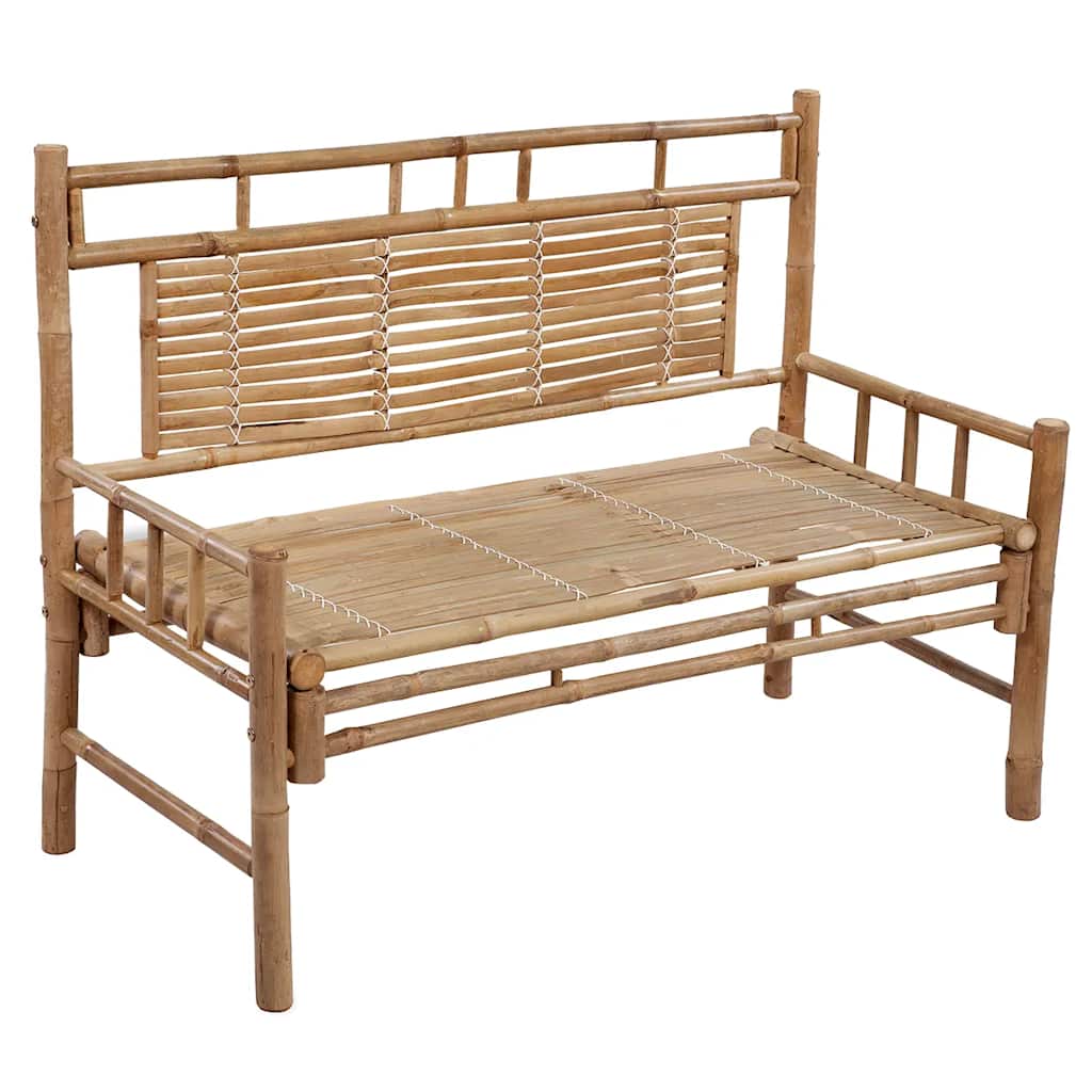 Banco de jardín con cojín bambú 120 cm
