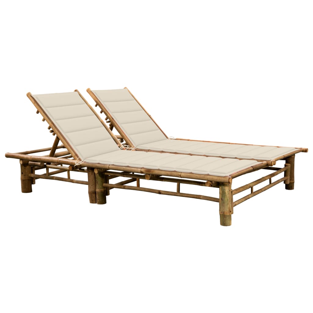 2-person Bamboo Lounger with Cushions