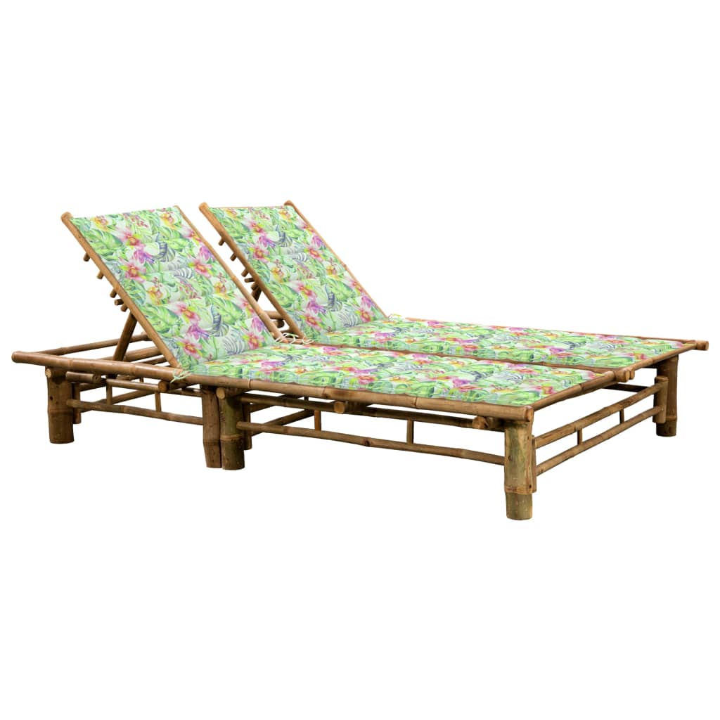 2-person Bamboo Lounger with Cushions