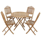 Set de comedor de jardín plegable 5 piezas con cojines bambú