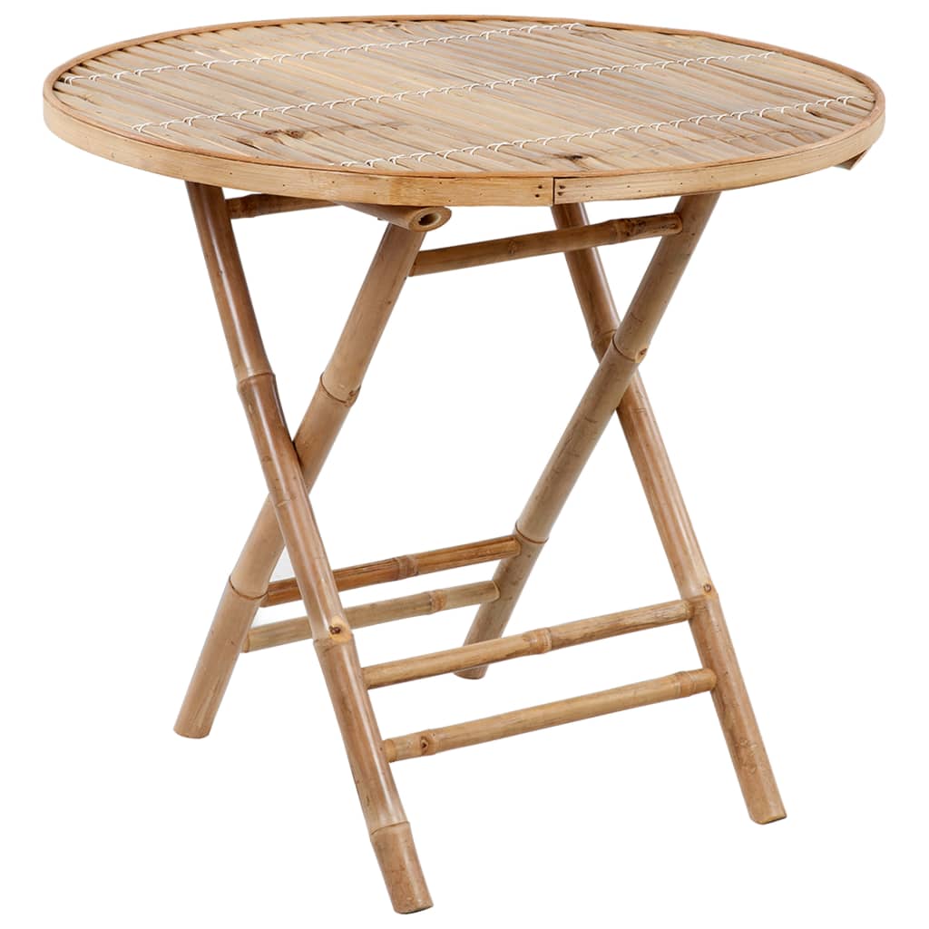 Set de comedor de jardín plegable 5 piezas con cojines bambú
