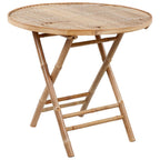 Set de comedor de jardín plegable 5 piezas con cojines bambú