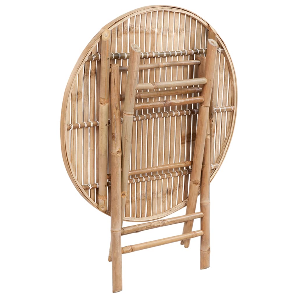 Set de comedor de jardín plegable 5 piezas con cojines bambú