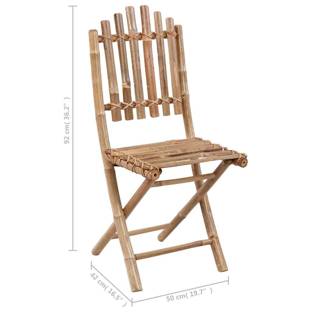 Set de comedor de jardín plegable 5 piezas con cojines bambú