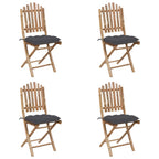 Set de comedor de jardín plegable 5 piezas con cojines bambú