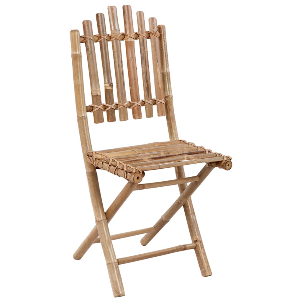 Set de comedor de jardín plegable 5 piezas con cojines bambú