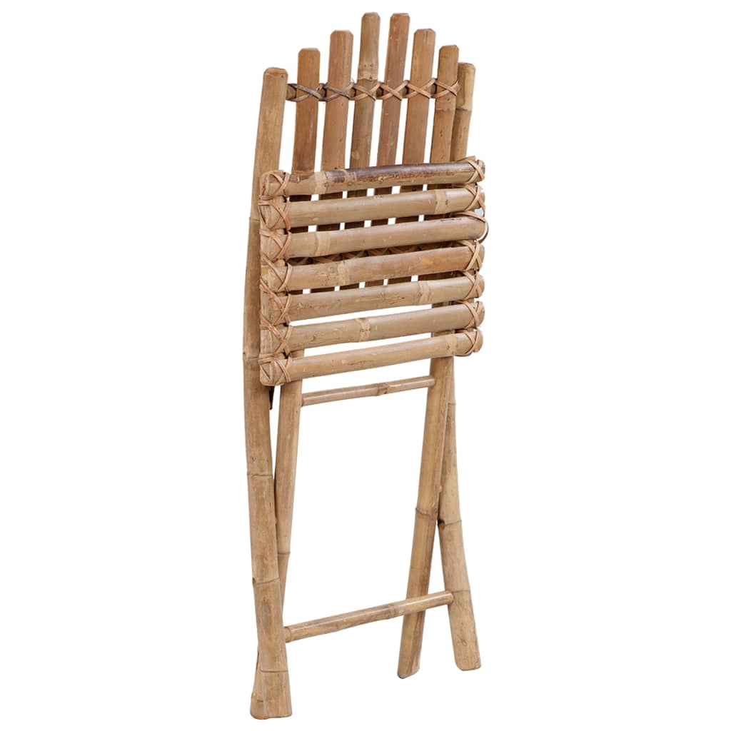 Set de comedor de jardín plegable 5 piezas con cojines bambú